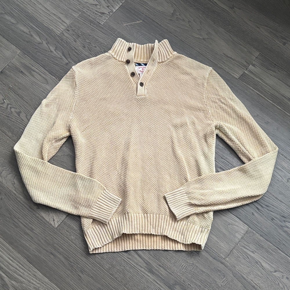 Brooks Brothers | Red Fleece Knit Sweater Multicolour Yellow V-Neck Size Medium